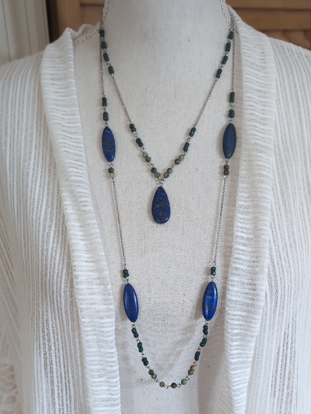 J. Jill Convertible 3 in 1 Beaded Necklace Set - Blue & Green NWT